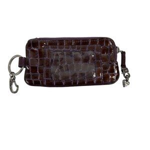 Brighton Twister Patent Croc ID Key Holder Credit Cards Zipper Coin Holdr Purple